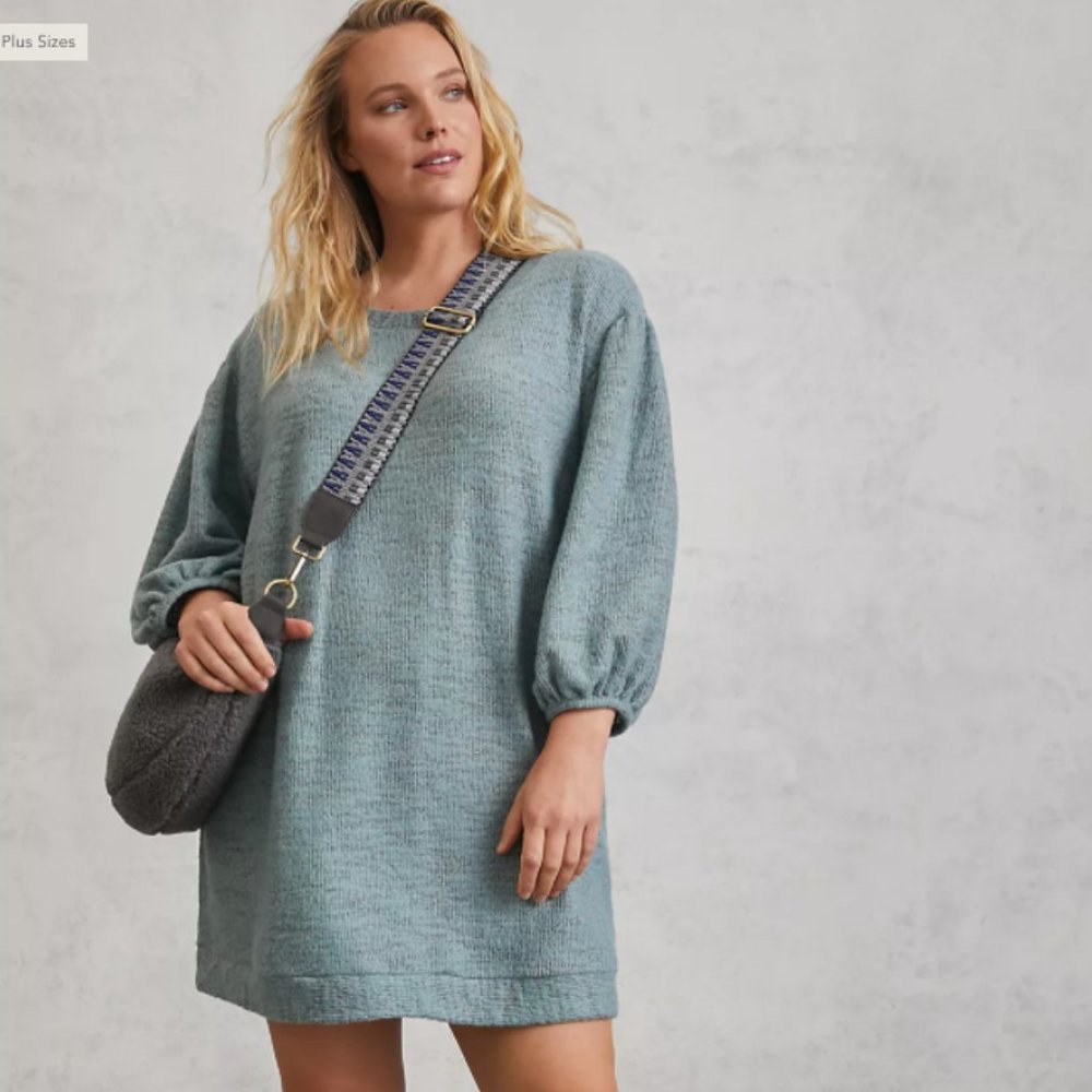 Blue Cozy Tunic Dress 1X Anthropologie